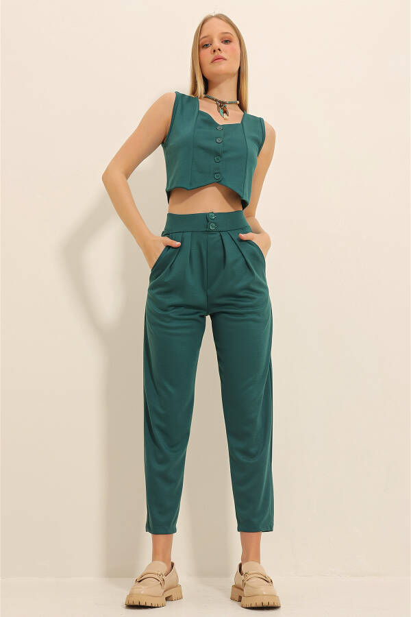 Women's Walnut Green High Waist Carrot Pants ALC-X11148 - 8