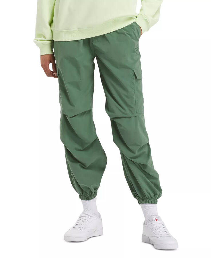 Women's Wardrobe Essentials Drawstring-Waist Cargo Pants Escape Green - 1