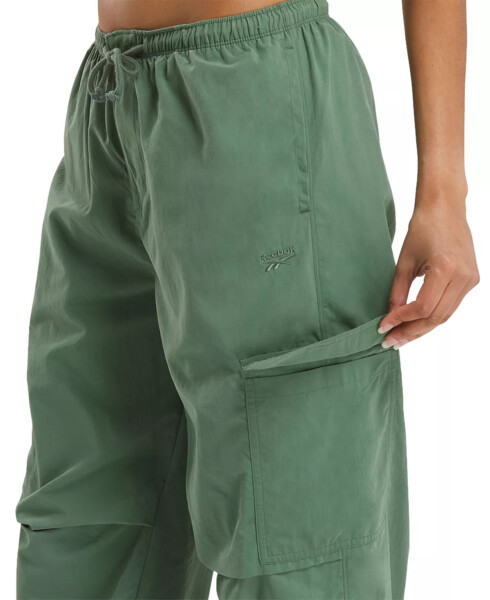 Women's Wardrobe Essentials Drawstring-Waist Cargo Pants Escape Green - 4