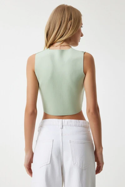 Women's Water Green V-Neck Buttoned Summer Knit Cardigan YY00139 - 6