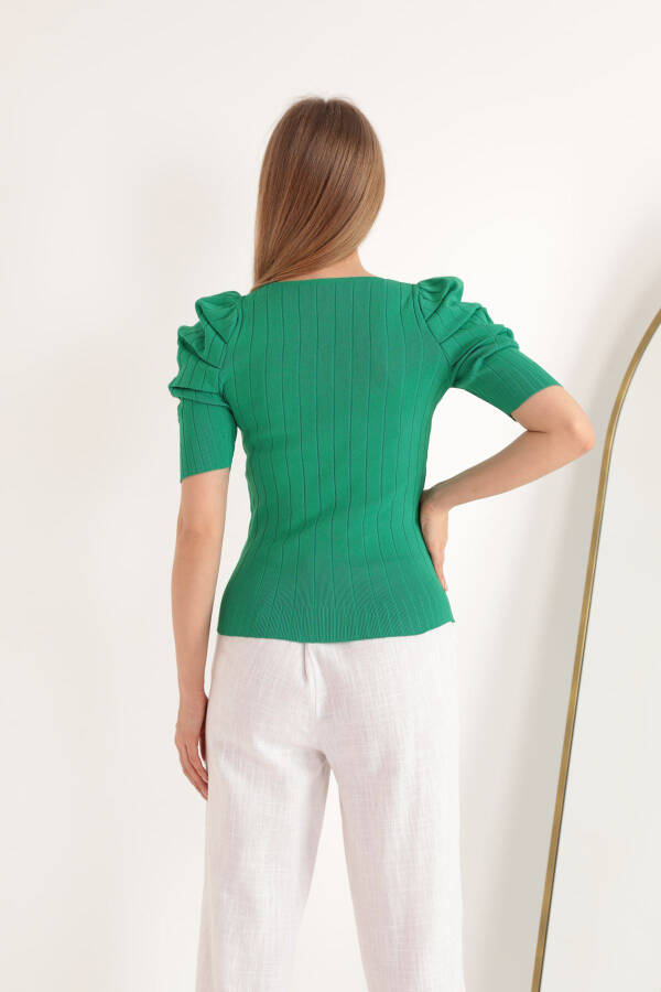 Women's Watermelon Sleeve Knit Blouse - Green - 4