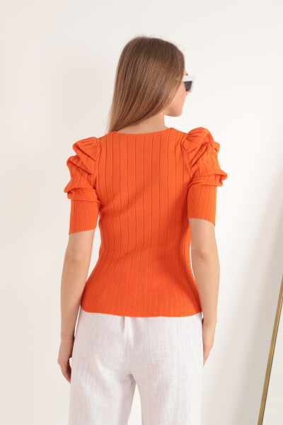 Women's Watermelon Sleeve Knit Blouse - Orange - 3