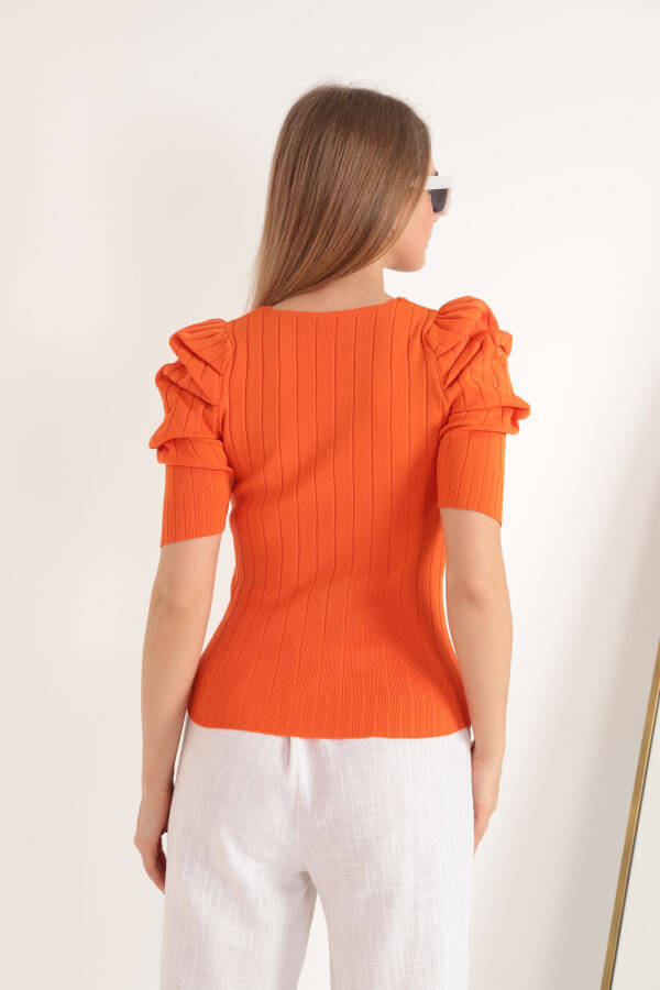 Women's Watermelon Sleeve Knit Blouse - Orange - 6