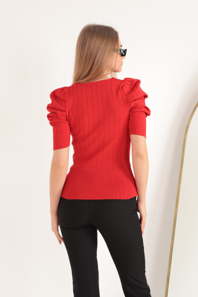 Women's Watermelon Sleeve Knit Blouse - Red - 8