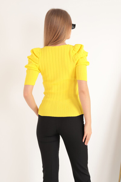 Women's Watermelon Sleeve Knit Blouse - Yellow - 6