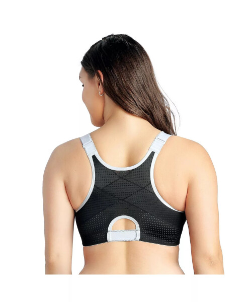 Women's Wave Wire-free Zip Front Sports Bra Black - 4