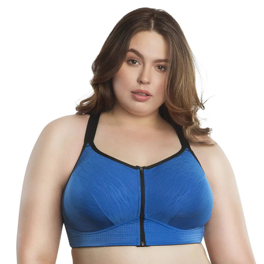 Women's Wave Wire-free Zip Front Sports Bra Nautical blue - 4