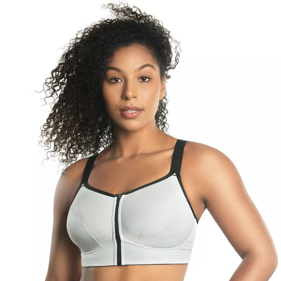 Women's Wave Wire-free Zip Front Sports Bra Silver - 1