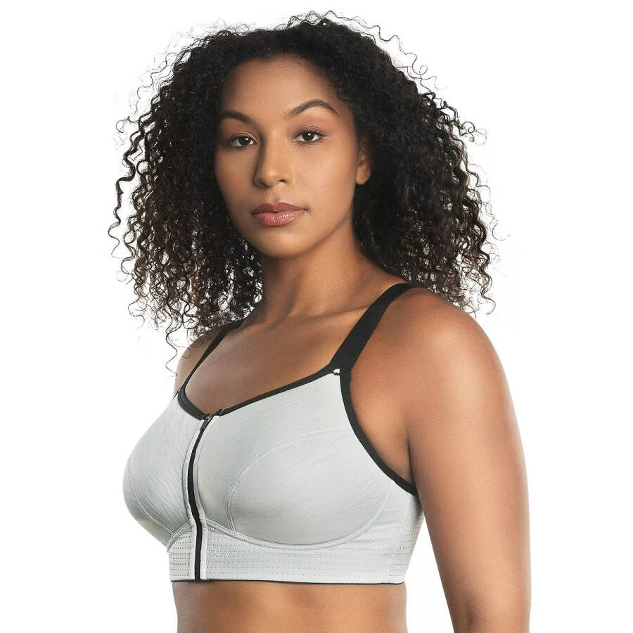 Women's Wave Wire-free Zip Front Sports Bra Silver - 2