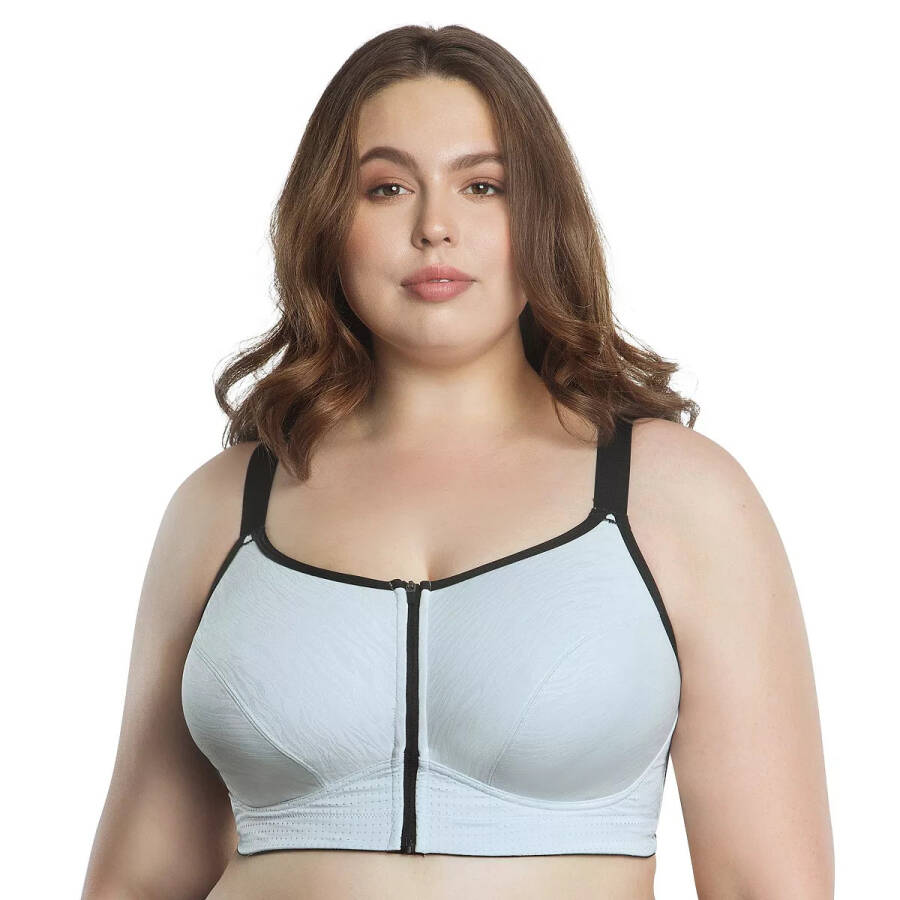 Women's Wave Wire-free Zip Front Sports Bra Silver - 3