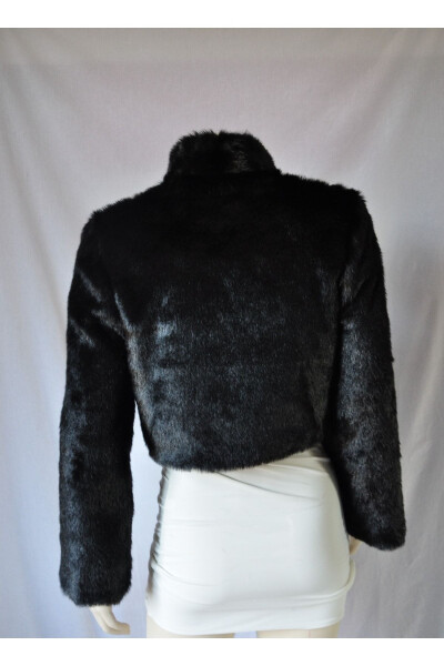 Women's Wedding and Evening Dress Black Fur Bolero - 10