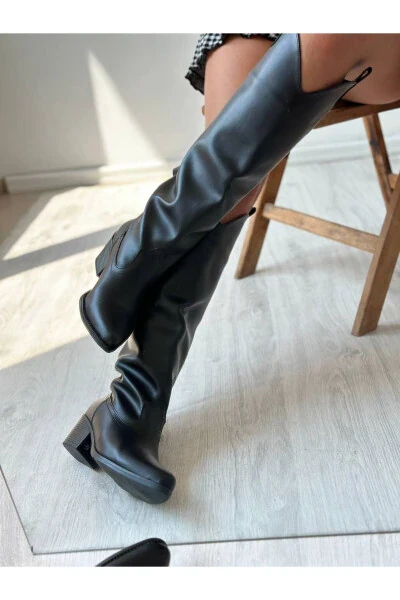 Women's Western style leather knee-high boots - SHOEBOURNE (1)