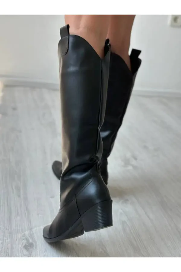 Women's Western style leather knee-high boots - 4