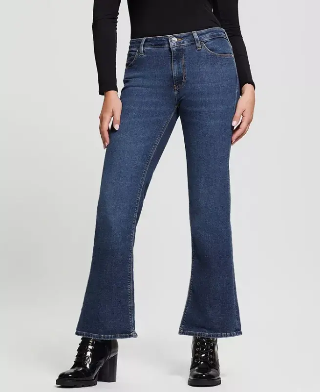 Women's Whiskered Faded-Front Bootcut Denim Jeans-Element Wash - 3