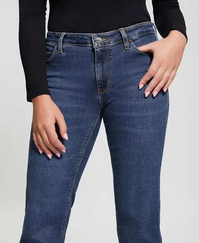 Women's Whiskered Faded-Front Bootcut Denim Jeans-Element Wash - 5