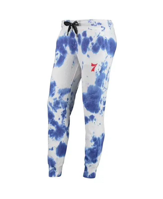 Women's White and Royal Philadelphia 76ers Melody Tie-Dye Jogger Pants - 2
