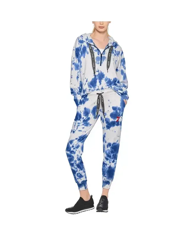 Women's White and Royal Philadelphia 76ers Melody Tie-Dye Jogger Pants - 4