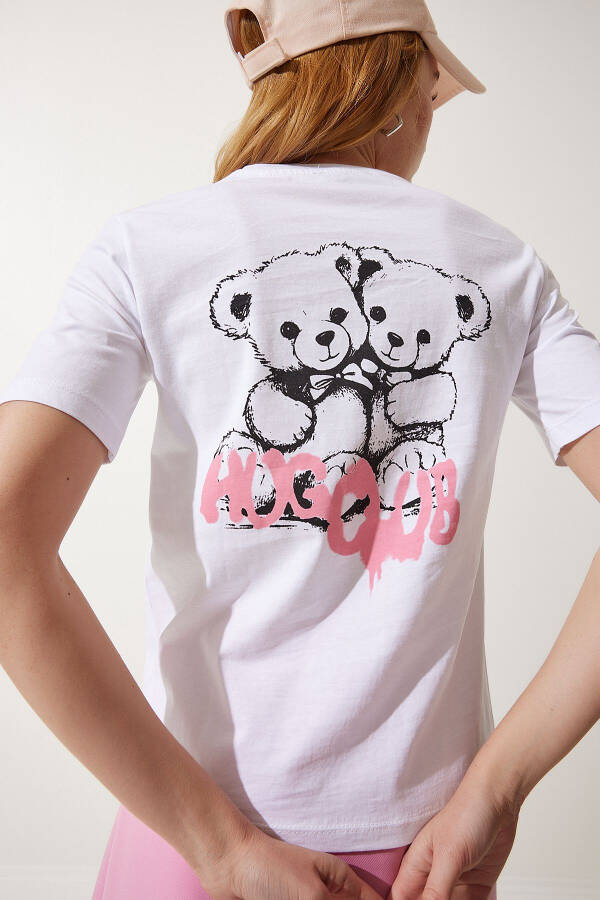 Women's White Bear Print Knitted T-Shirt MC00277 - 1