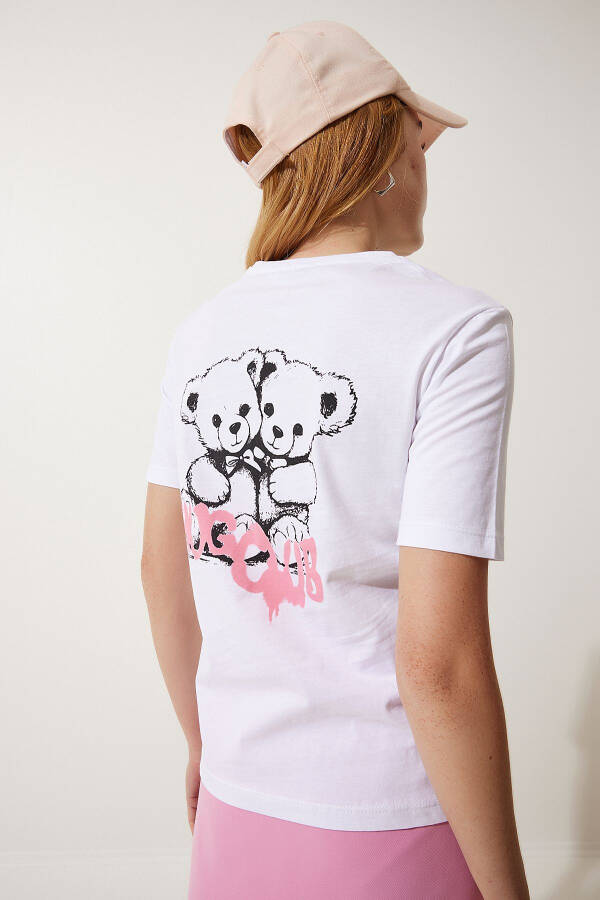 Women's White Bear Print Knitted T-Shirt MC00277 - 3