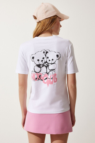 Women's White Bear Print Knitted T-Shirt MC00277 - 7