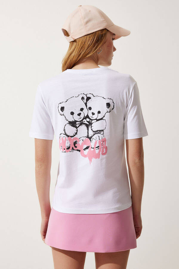 Women's White Bear Print Knitted T-Shirt MC00277 - 7