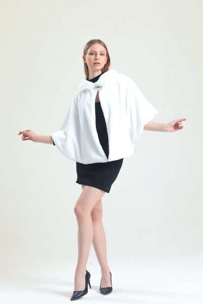 Women's White Cape Fur Bridal Dress Shawl Bolero - KÜRKZONE (1)