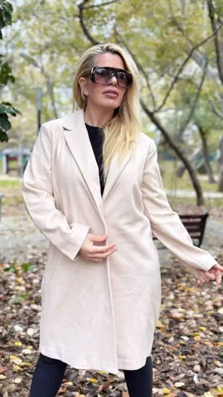 Women's White Cashmere Coat 754 - 1