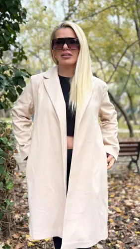 Women's White Cashmere Coat 754 - 4