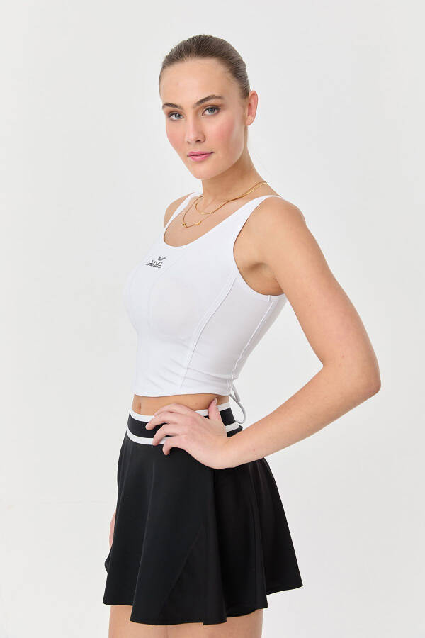 Women's White Crop Top with Tie Back 0080 - 43