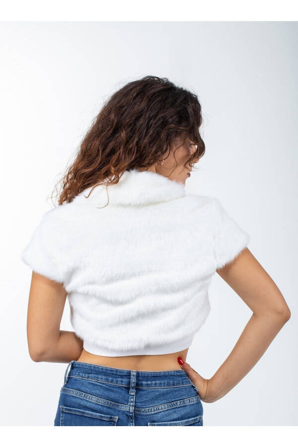 Women's White Dress Bridal Fur Bolero Half Sleeve - 3