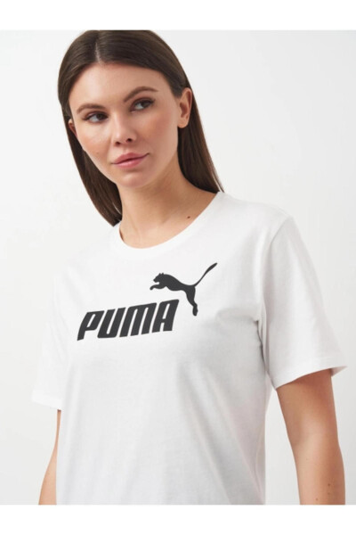 Women's White Essential Logo Boyfriend Crew Neck T-Shirt 58686802 - 10