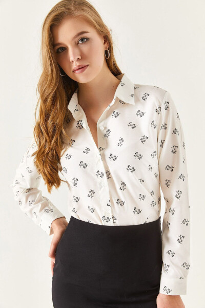 Women's White Floral Long Sleeve Shirt ARM-22K001063 - 9