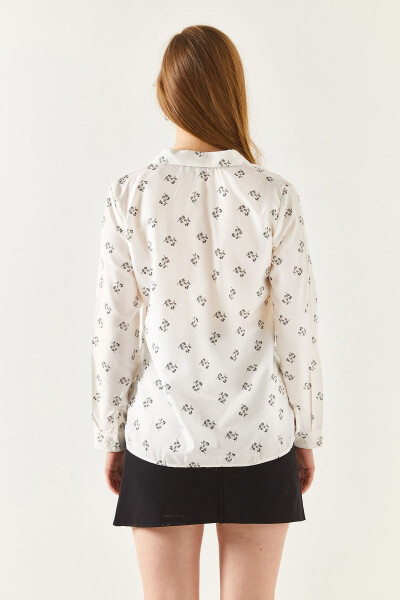 Women's White Floral Long Sleeve Shirt ARM-22K001063 - 10