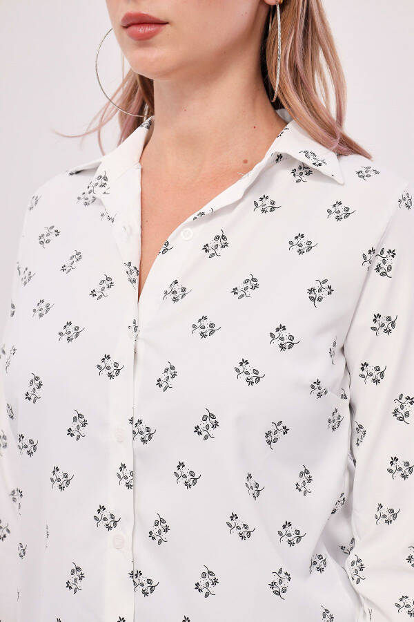 Women's White Floral Long Sleeve Shirt ARM-22K001063 - 2