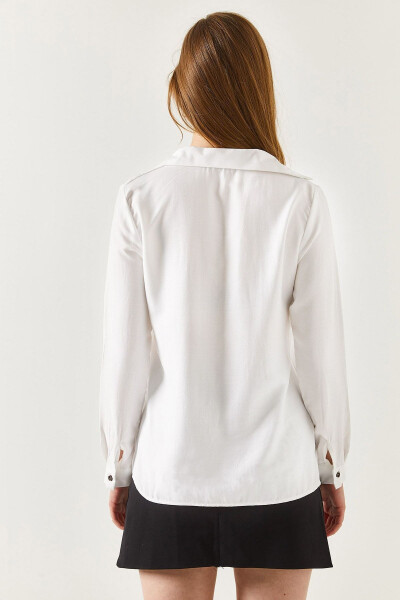 Women's White Long Sleeve Plain Shirt ARM-18Y001176 - 10