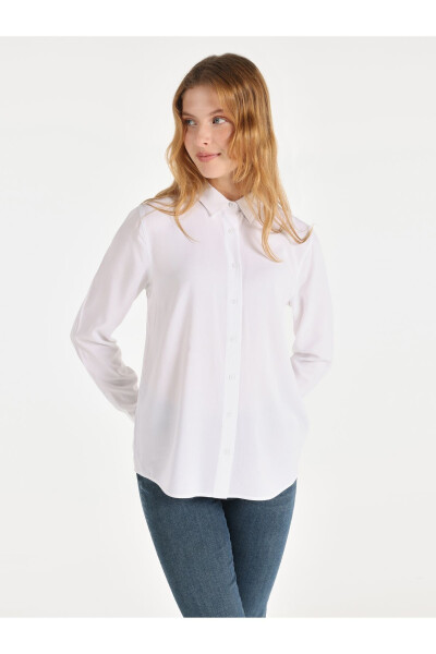 Women's White Long Sleeve Shirt - 1