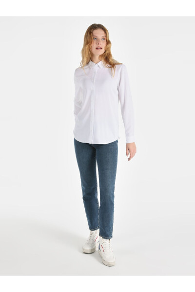 Women's White Long Sleeve Shirt - 3