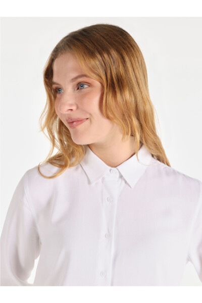 Women's White Long Sleeve Shirt - 4