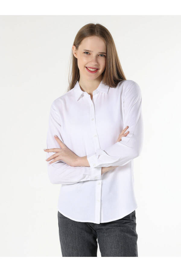 Women's White Long Sleeve Shirt Cl1048443 - 5