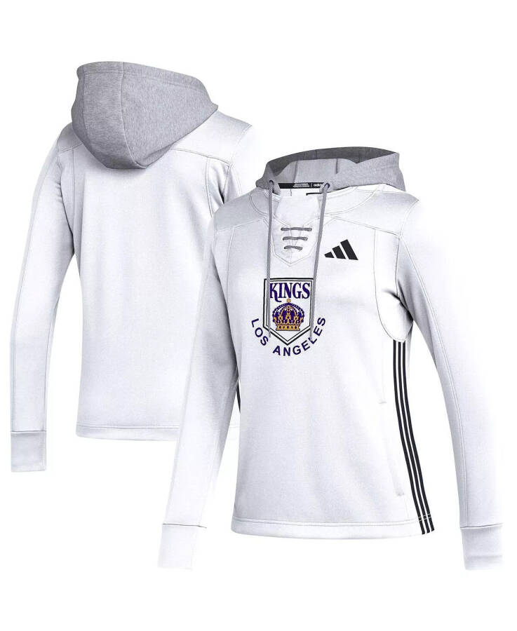 Women's White Los Angeles Kings Refresh Skate Lace AEROREADY Pullover Hoodie White - 1