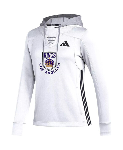 Women's White Los Angeles Kings Refresh Skate Lace AEROREADY Pullover Hoodie White - 3