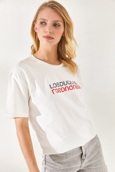 Women's White Losduques Front Back Printed T-Shirt TSH-19000726 - 4