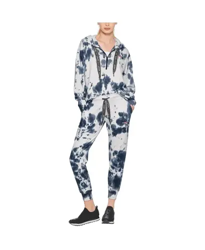 Women's White, Navy New England Patriots Melody Tie-Dye Jogger Pants - 3