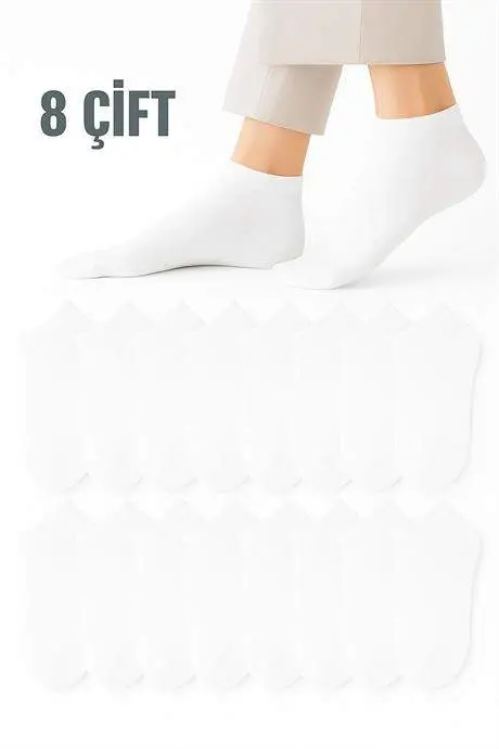 Women's White Non-Sweat Comfort Cotton Ankle Socks 8 Pairs - 1