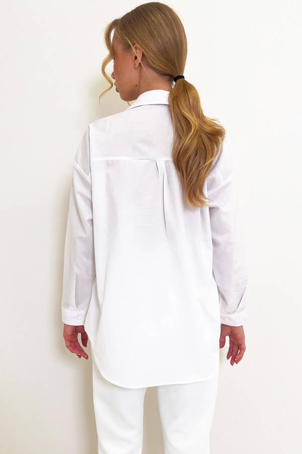 Women's White Oversize Long Woven Shirt ALC-X6828 - 6