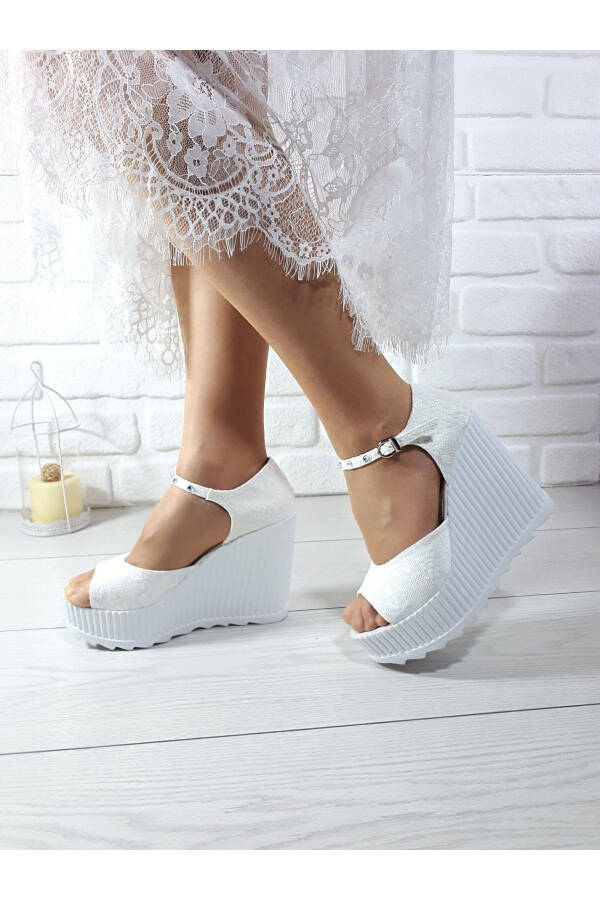 Women's White Padded High Heel Bridal Sandal 710 - 3