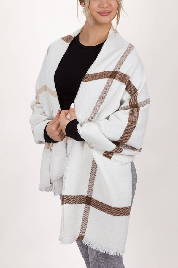 Women's White Plaid Scarf Bym-137024137 - 2