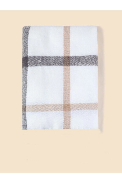 Women's White Plaid Thick Scarf - 6