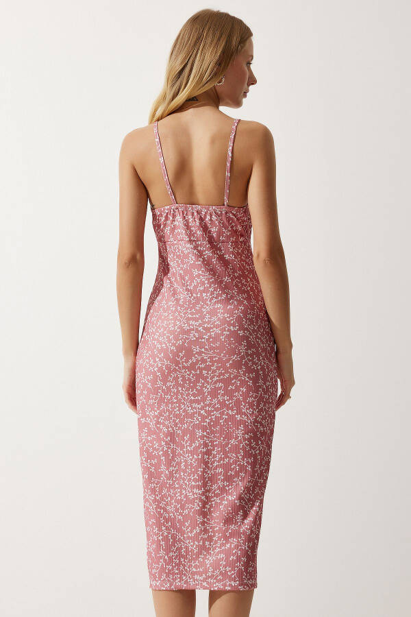 Women's White Rose Pink Floral Slit Summer Knit Dress CI00029 - 5