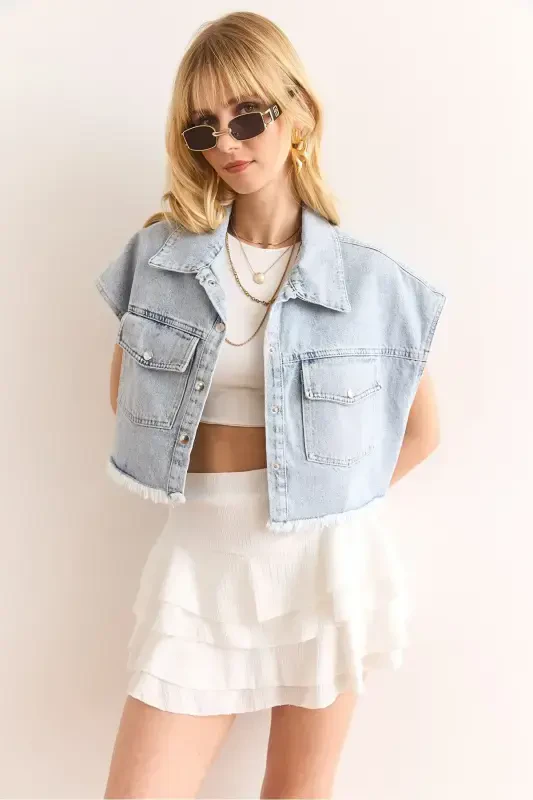 Women's White Shorts Mini Crinkle Skirt ETK-19000317 - 2